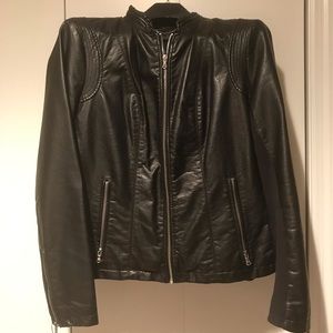 Inc. Black Leather Crop Jacket